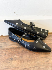 Collin Eyelet Stud Pointed Toe Ballet Flats - FINAL SALE