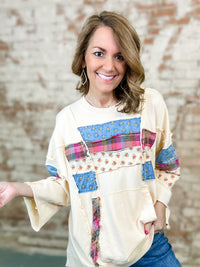 Johanne Patchwork Terry Knit Top