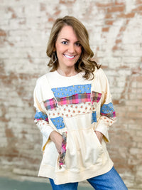 Johanne Patchwork Terry Knit Top