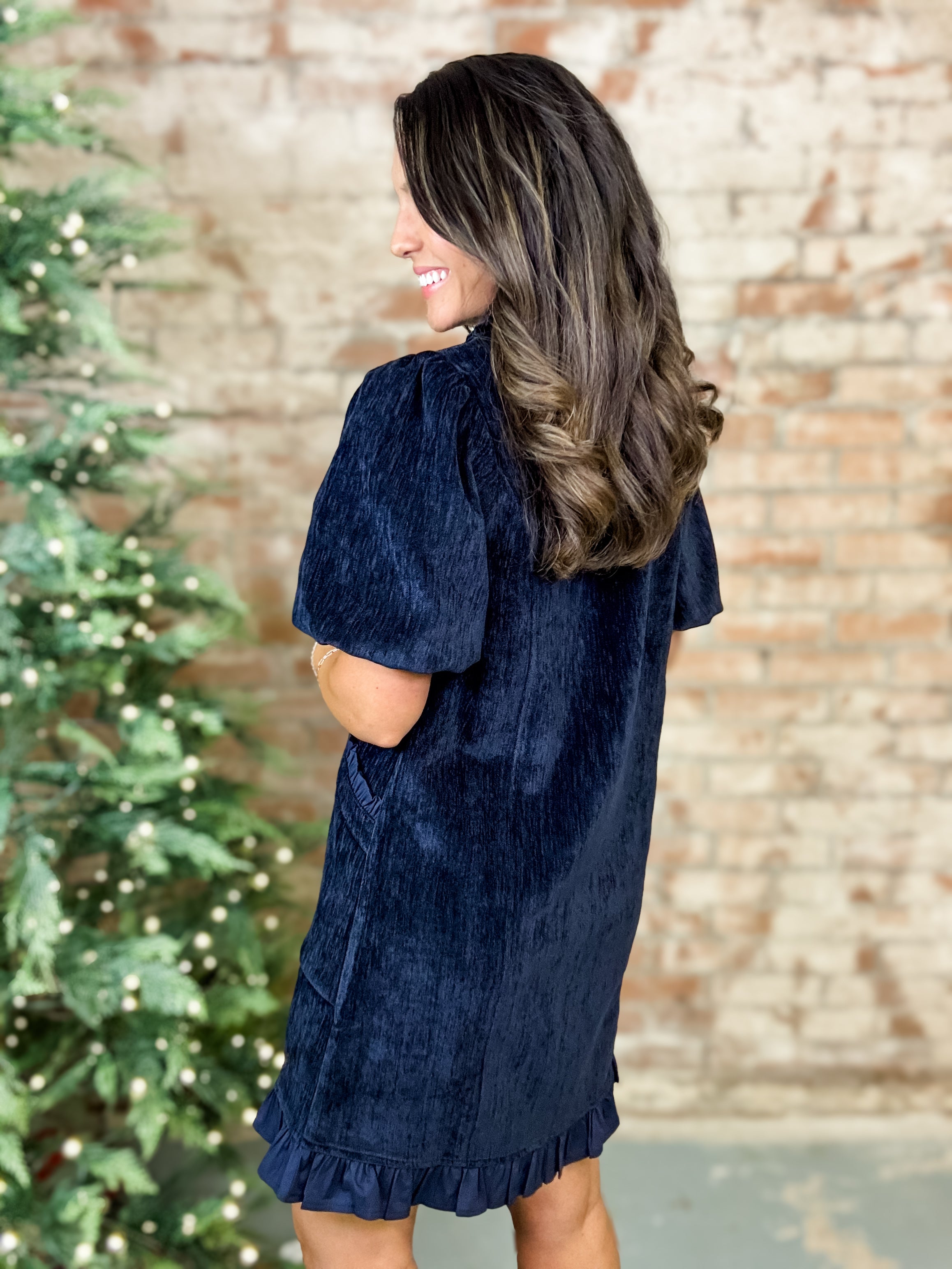 Coastal Bubble Sleeve Dress