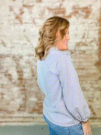 Adalynn Stripe Wide Collar Top-FINAL SALE