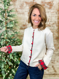 Valencia Plaid Trim Cardigan