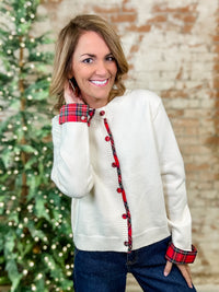 Valencia Plaid Trim Cardigan