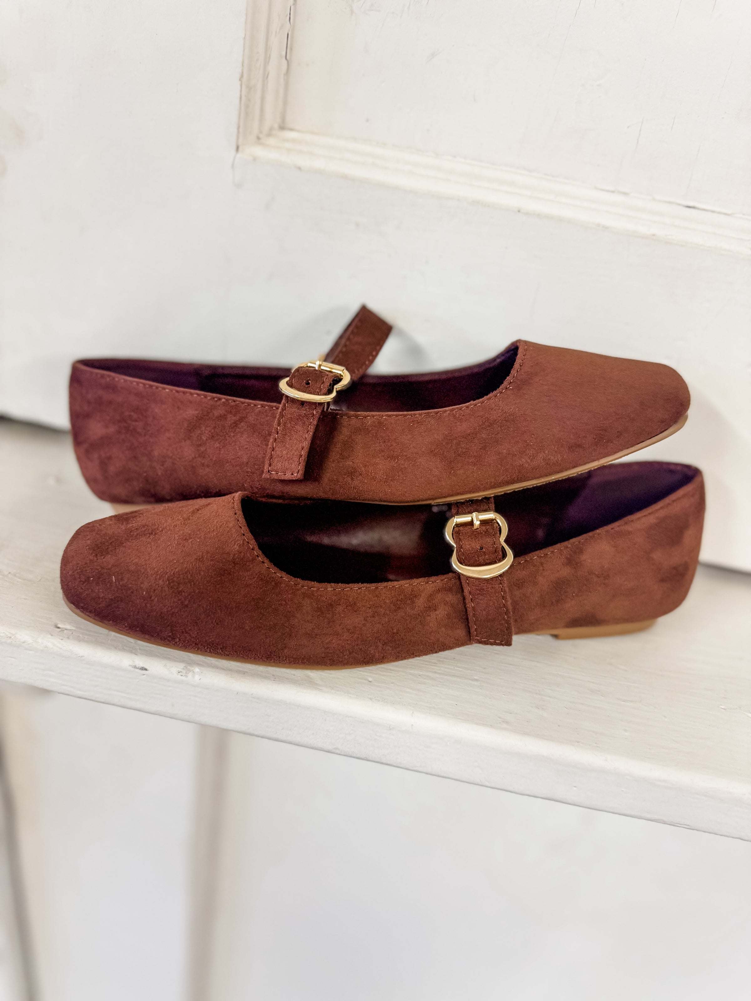 Charlotte Brown Suede Flats