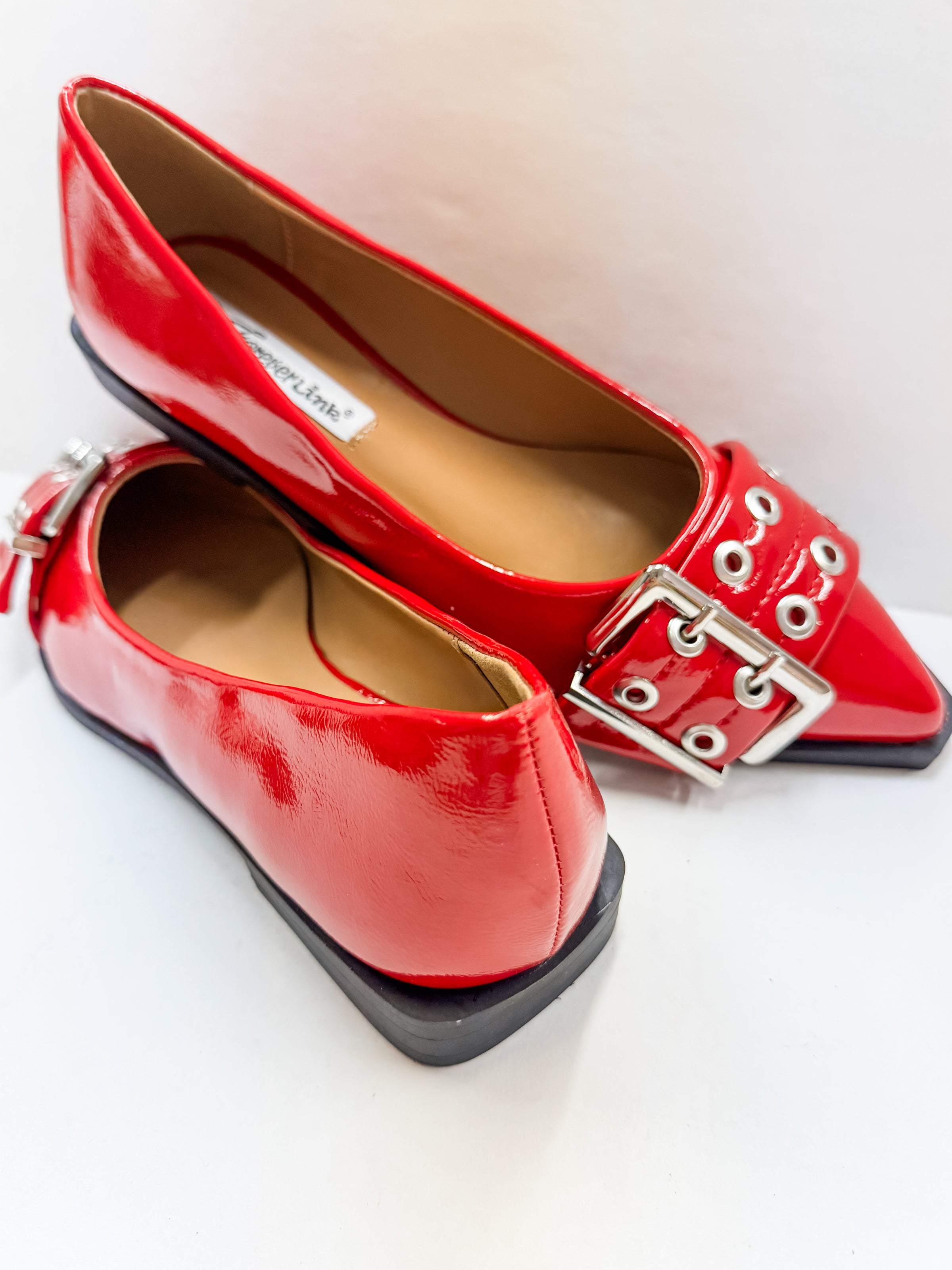 Andie Pointed Toe Eyelet Buckle Flats - FINAL SALE