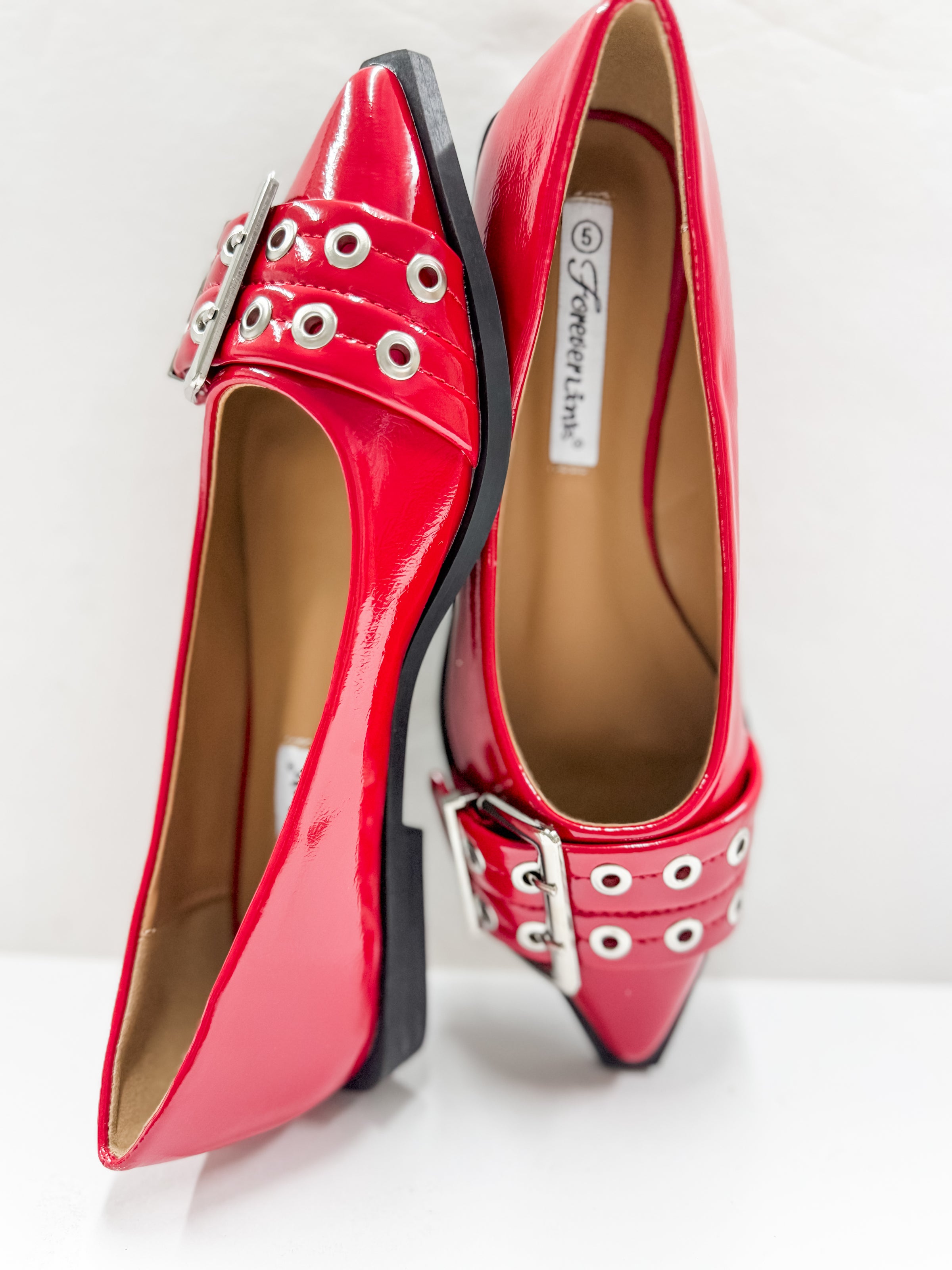 Andie Pointed Toe Eyelet Buckle Flats - FINAL SALE