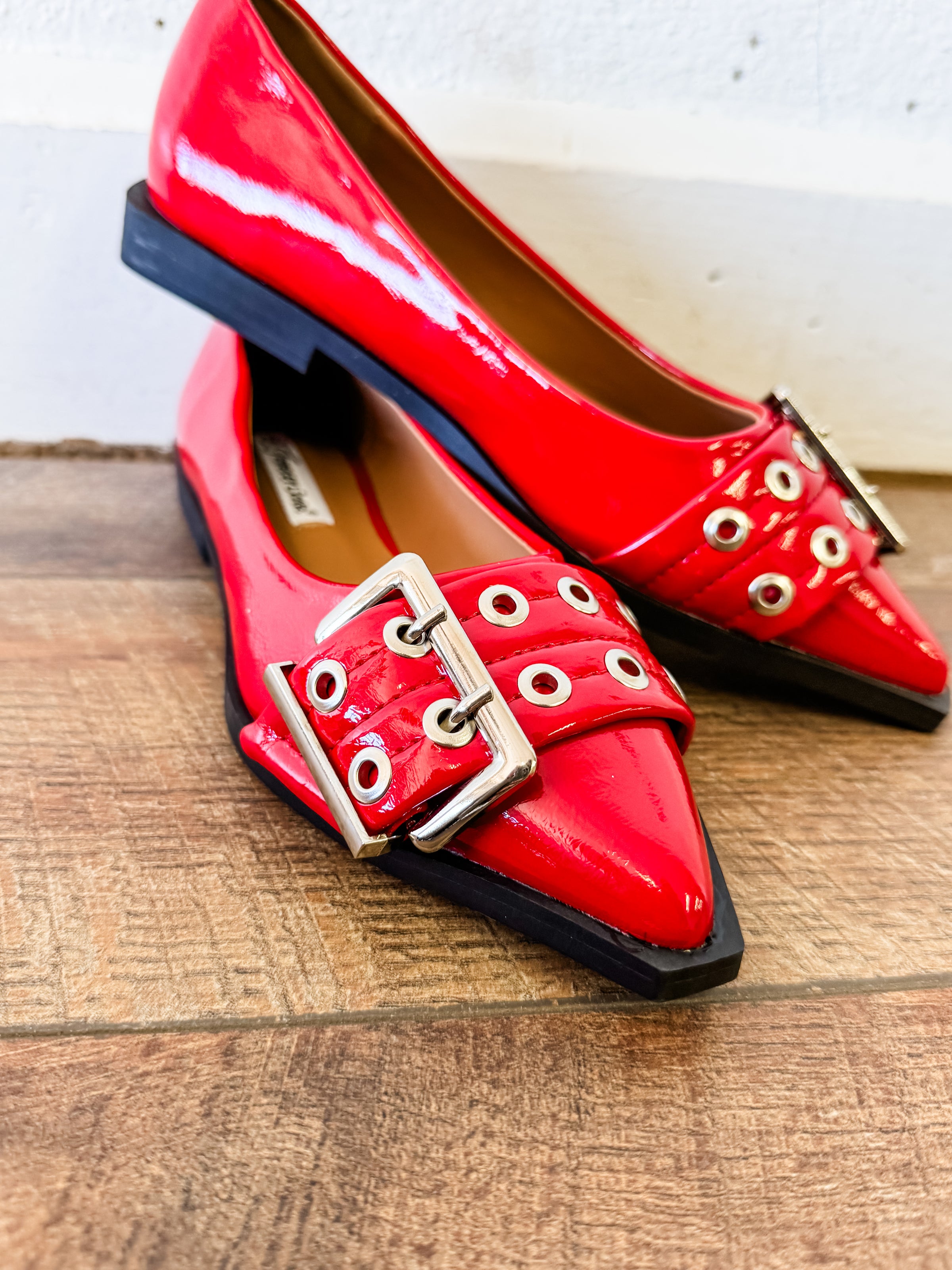 Andie Pointed Toe Eyelet Buckle Flats - FINAL SALE