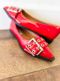 Andie Pointed Toe Eyelet Buckle Flats - FINAL SALE