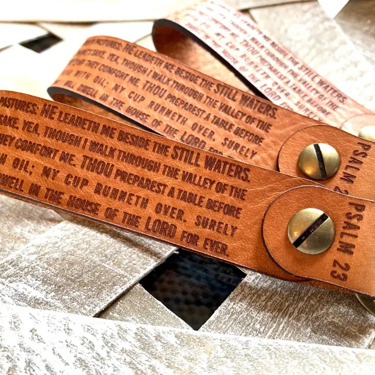 Scripture Leather Keychain