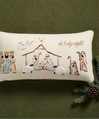 Mud Pie Embroidered Nativity Pillow