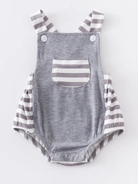 Grey Stripe Baby Romper
