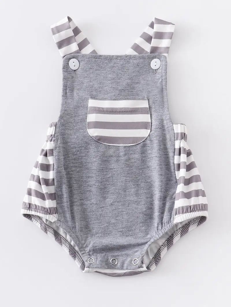 Grey Stripe Baby Romper
