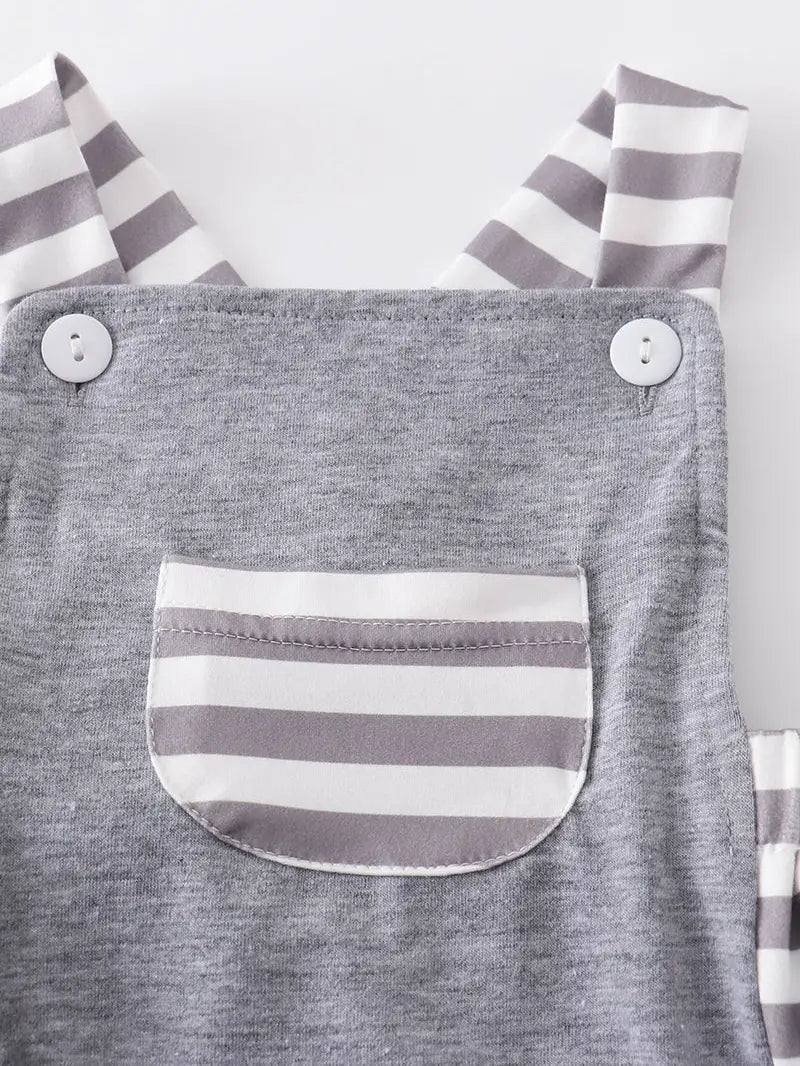 Grey Stripe Baby Romper