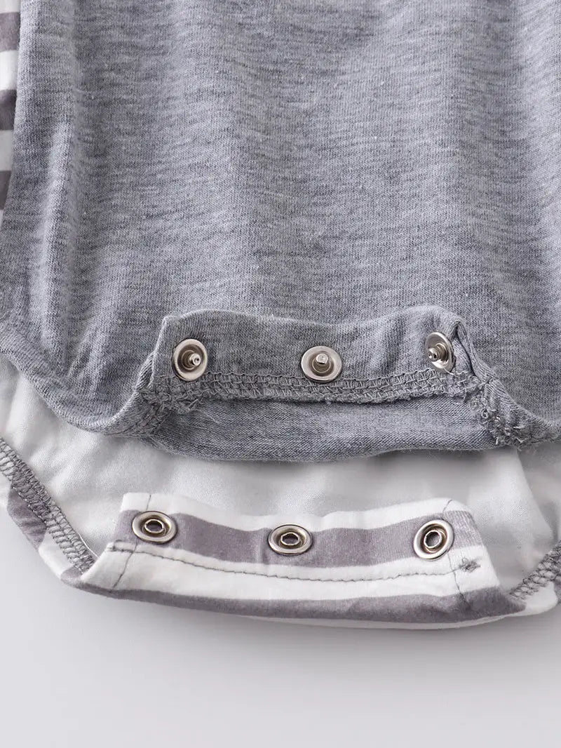 Grey Stripe Baby Romper