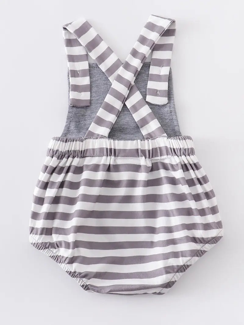 Grey Stripe Baby Romper