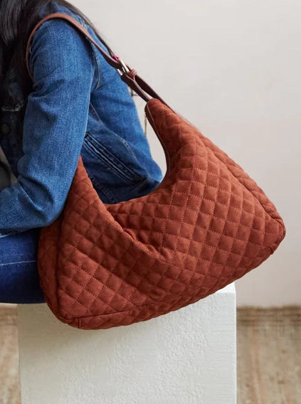 Rust Quilted Hobo Bag