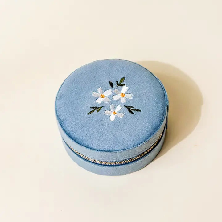 Rena Embroidered Velvet Jewelry Case