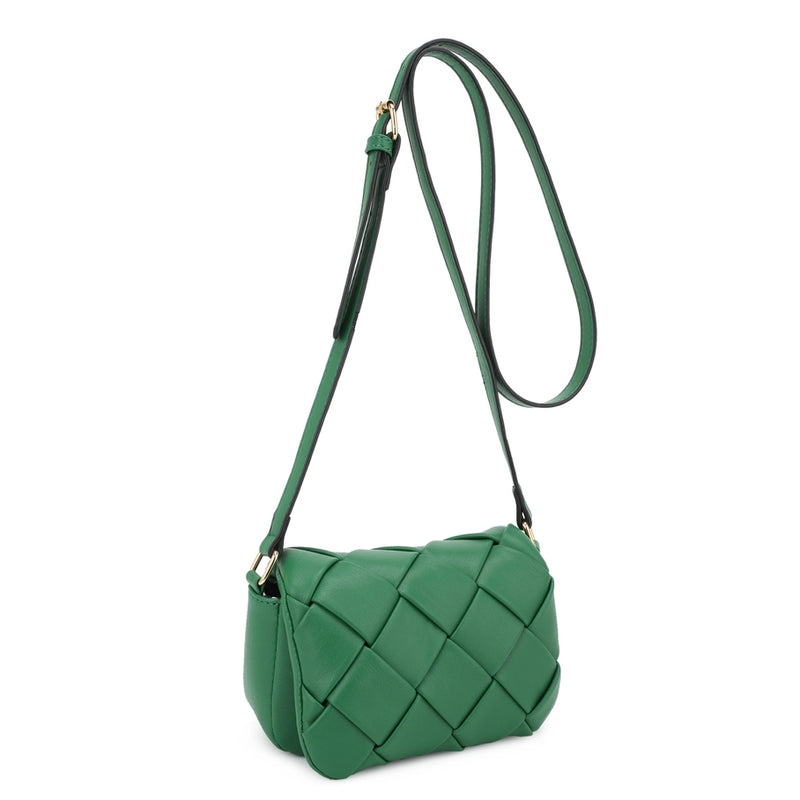 Green Emily Mini Woven Flap Crossbody