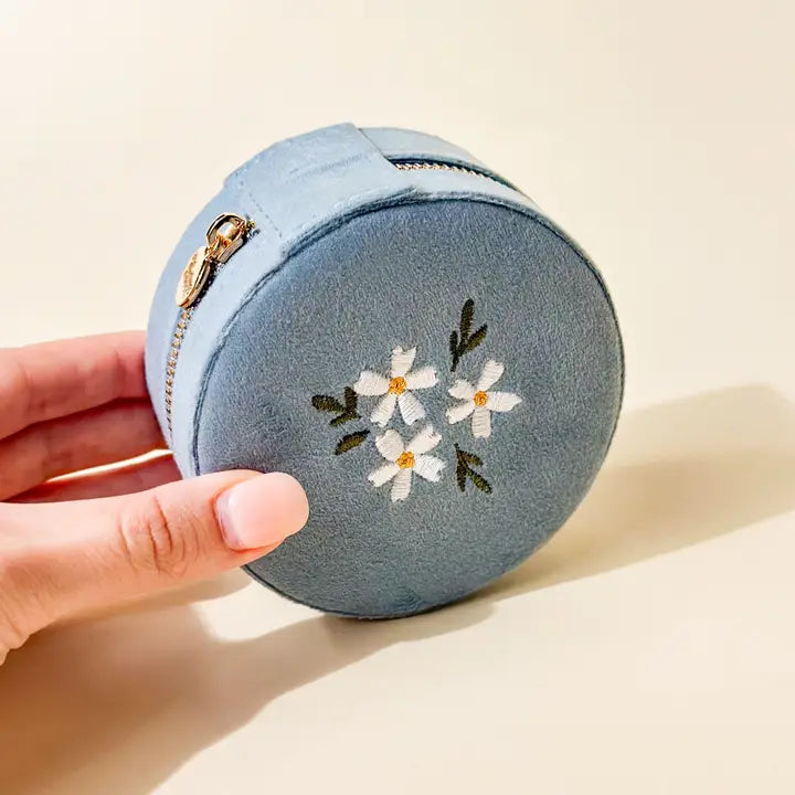 Rena Embroidered Velvet Jewelry Case