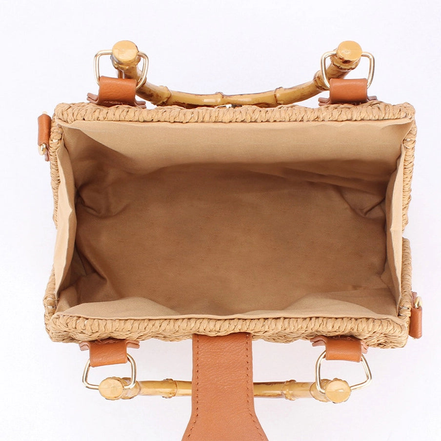 Carolina Bamboo Handle Straw Bag