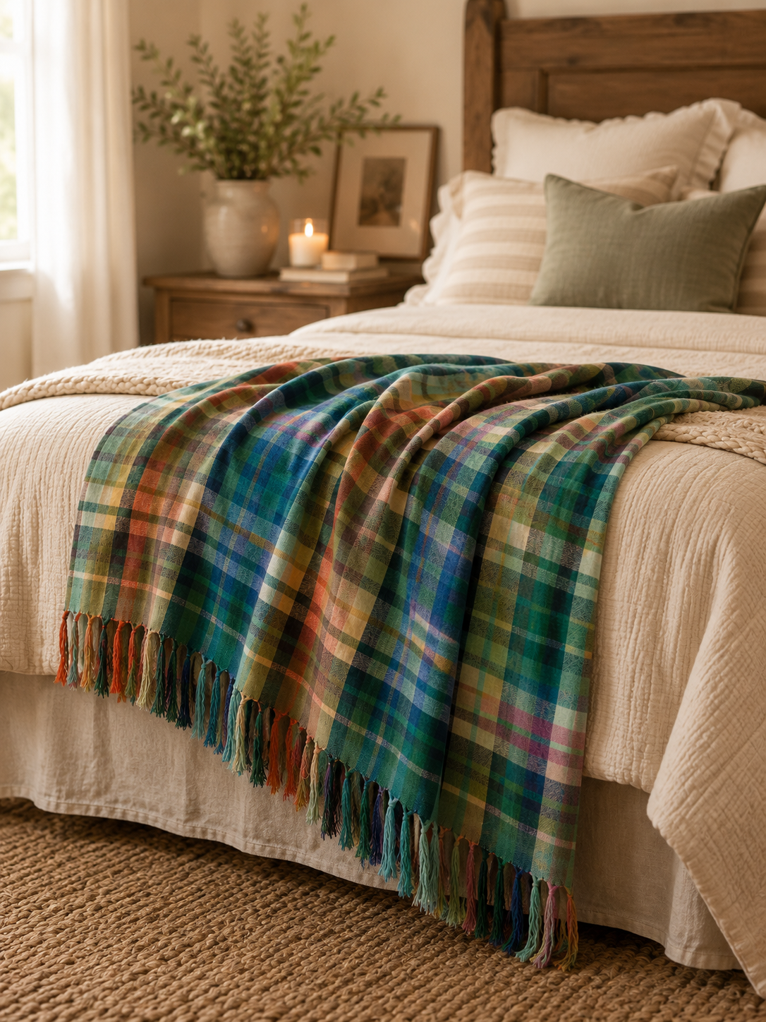 Plaid Woven Fringe Throw