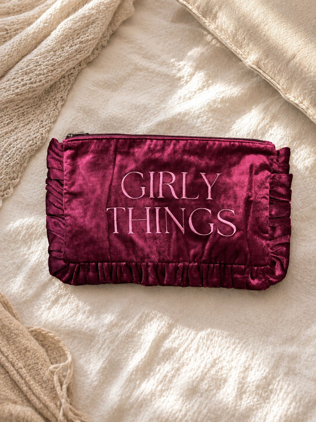 Girly Things Ruffle Travel Pouch