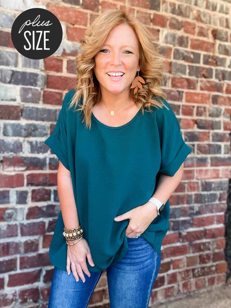 Curvy Scoop Neck Solid Top