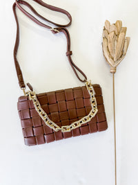 Kylie Dark Oak Chic Weave Crossbody Bag