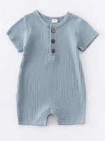 Blue Ribbed Baby Romper
