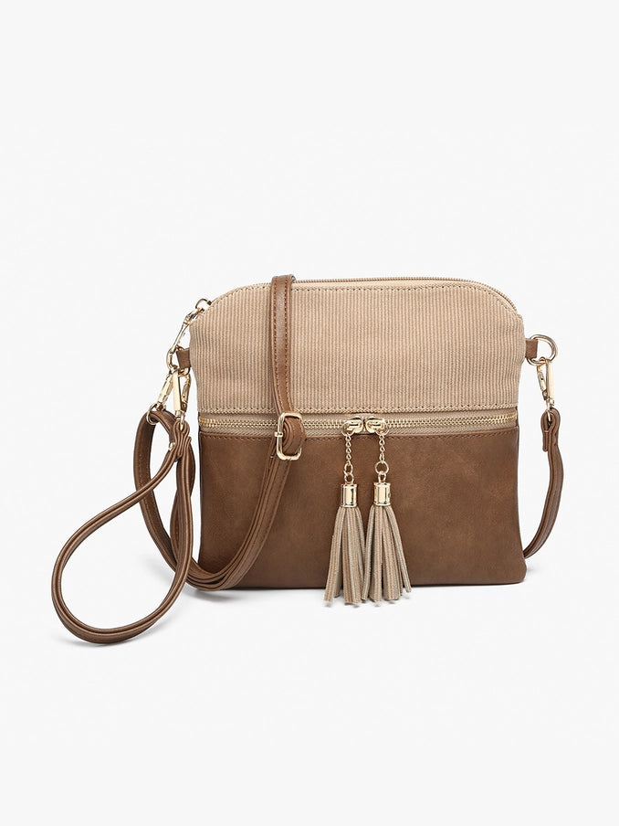 Tara Corduroy Dual Zip Crossbody