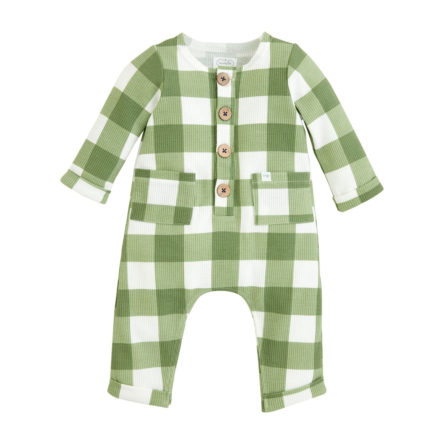 Green Checkered One-Piece Romper