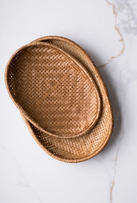 Smoked Bamboo Woven Basket Trays