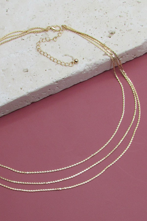 Jalie Triple Layer Thin Chain Necklace