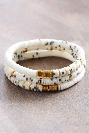 Rio White Disc Bracelet Set