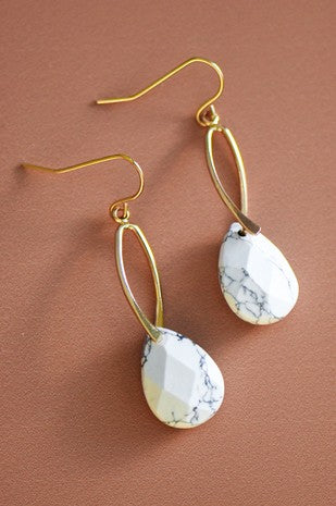 Tasha White Stone Drop Earrings