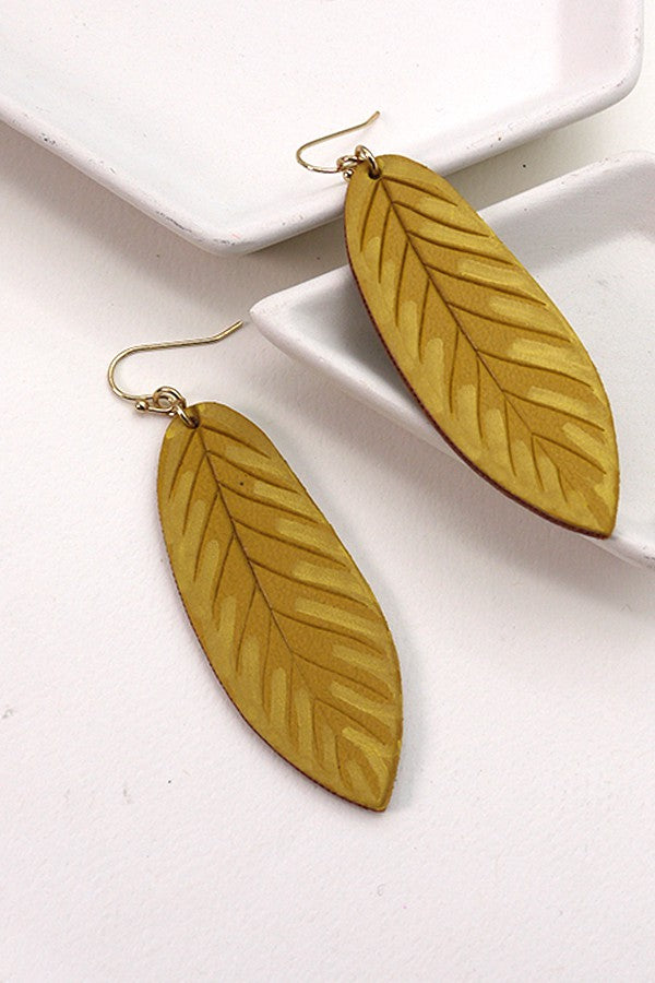 Boho Leather Leaf Earring