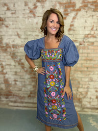 Sister Mary Tina Embroidered Gingham Dress