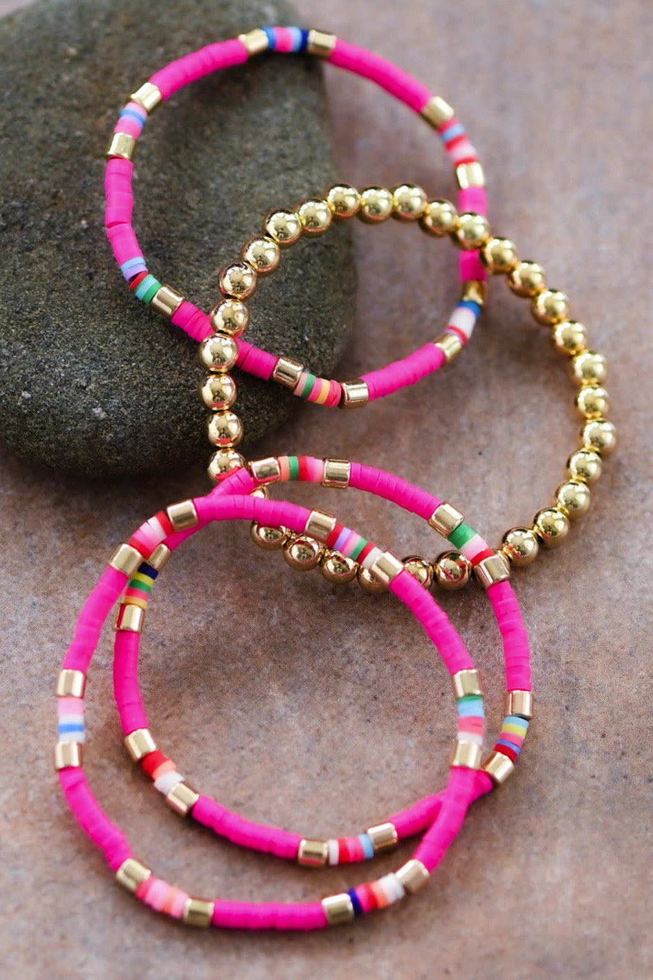 Tessie Hot Pink Disc Bracelet Set