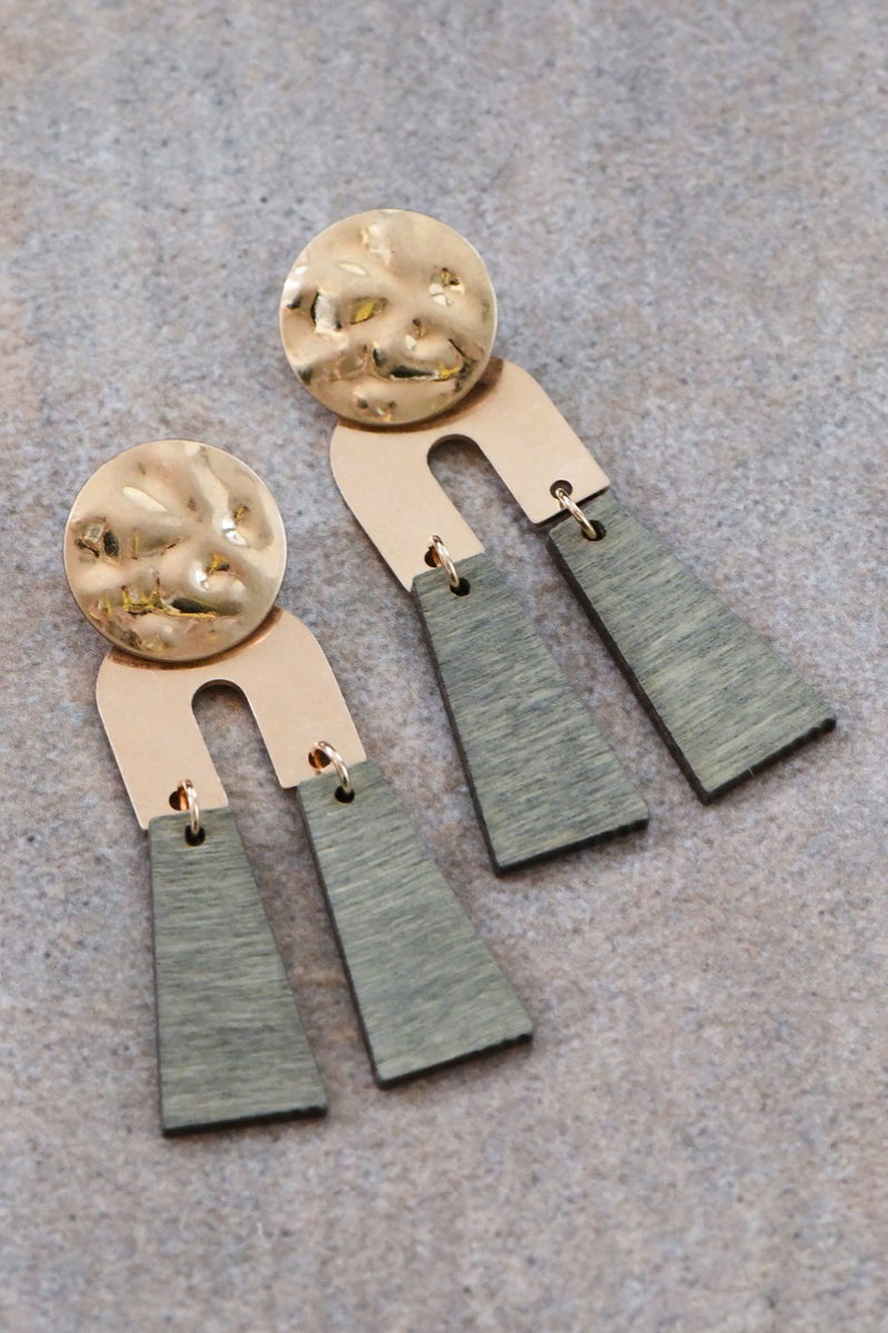 Carthage Wood + Gold Earrings