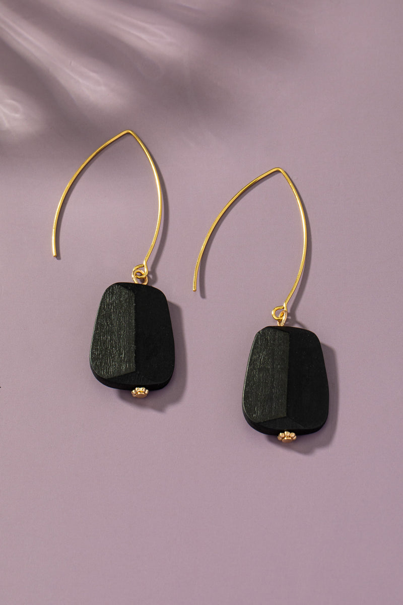 Fenlie Wood Bead Threader Earrings