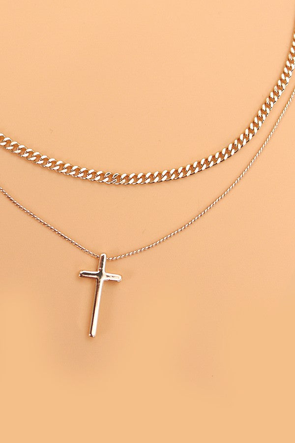 Sykes Double Layer Cross Necklace