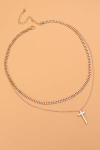 Sykes Double Layer Cross Necklace