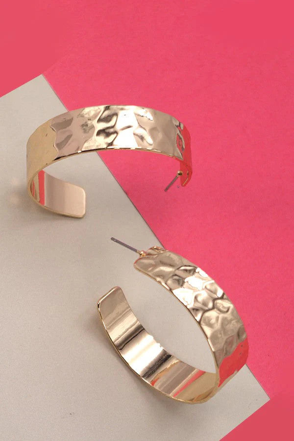 Tiffany Hammered Wide Hoop Earrings