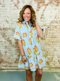 THML Eliana Striped Floral Dress