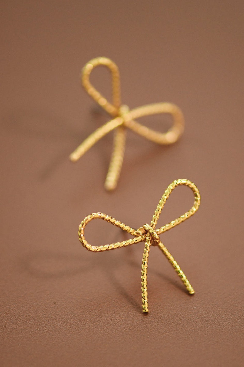 Stacia Gold Wire Bow Earrings