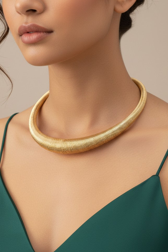 Jade Wire Coil Choker Necklace
