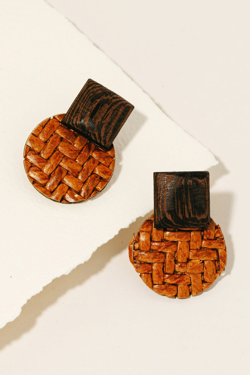 Lusk Wood + Raffia Earrings