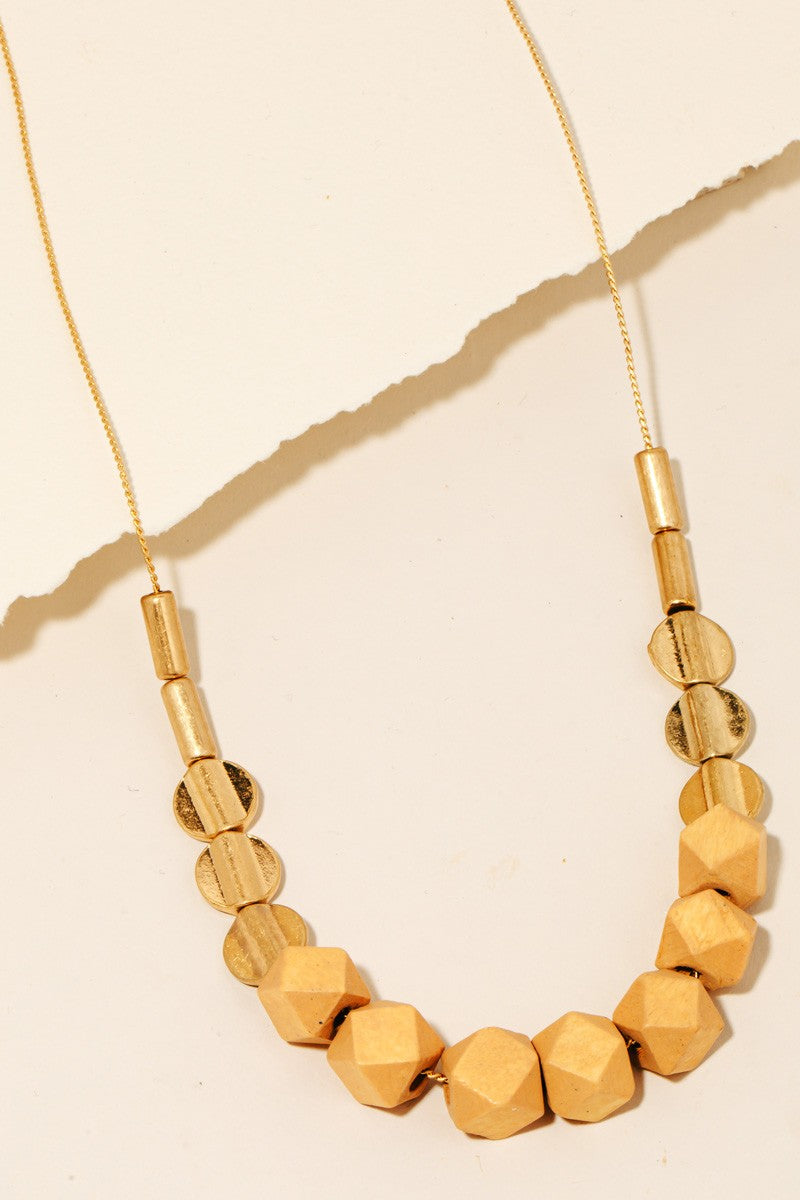 Arrington Wood + Metal Geo Necklace