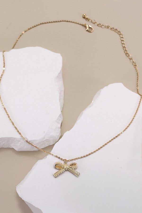 Izzy Gold Lace Bow Necklace