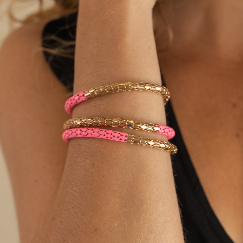 Lanetta Gold + Hot Pink Bracelet Set